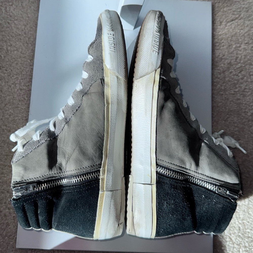 Golden Goose Slide Hi-Top Sneakers Taupe/Black/Blue/Red Partial Resole EUR 39 - Picture 8 of 16